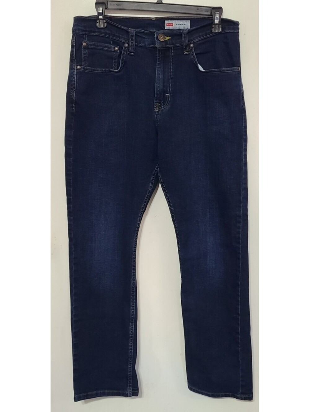 Wrangler Athletic Fit Jeans Mens Size 31x20 Blue Denim Stretch Comfort Low Rise